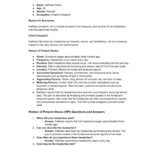 iHuman-style case study for Week 9 featuring a 26-year-old with complaints of frequent and severe headache - Image 3