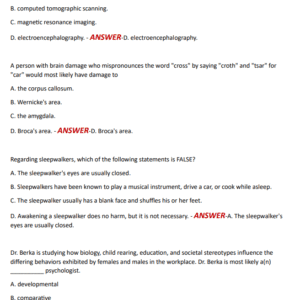 Psychology Midterm EXAM 150 QUESTIONS AND CORRECT ANSWERS 2025 LATEST VERSION ALL YOU NEED TO PASS PSYCHOLOGY EXAM//ALREADY GRADED A+ - Image 5