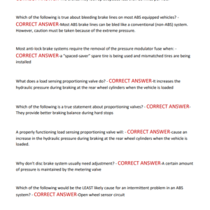 MICHIGAN STATE BRAKES CERTIFICATION EXAM NEW LATEST UPDATED VERSION COMPLETE EXAM 150 QUESTIONS AND CORRECT DETAILED ANSWERS (100% CORRECT AND VERIFIED ANSWERS) 2025-2026|ALREADY GRADED A+ - Image 3