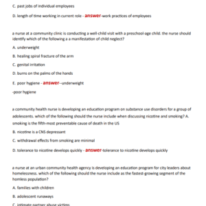 ATI RN COMMUNITY HEALTH PROCTORED RETAKE EXAM NEWEST 2024 ACTUAL EXAM 100 QUESTIONS AND CORRECT DETAILED ANSWERS (VERIFIED ANSWERS) |ALREADY GRADED A+ a nurse is preparing to conduct a windshield survey. which of the following data should the nurse collect as a component of this assessment? select all that apply - Image 3
