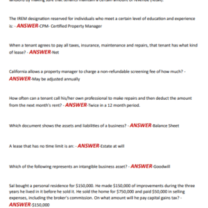 CALIFORNIA REAL ESTATE EXAM MULTIPLE CHOICE EXAM 250 QUESTIONS AND CORRECT DETAILED ANSWERS WITH RATIONALES|//GREADED A+ - Image 3