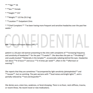 COMREHENSIVE CLINICAL I Human Case Week #9 26-Year Old Female With Intense Headaches Location; Outpatient Clinic Case Study 2025 - Image 3