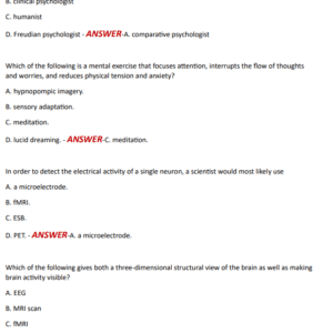 Psychology Midterm EXAM 150 QUESTIONS AND CORRECT ANSWERS 2025 LATEST VERSION ALL YOU NEED TO PASS PSYCHOLOGY EXAM//ALREADY GRADED A+ - Image 3