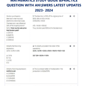 MATHEMATICS TEAS 7 ATI /ATI TEAS 7 MATHEMATICS STUDY GUIDE &PRACTICE QUESTION WITH ANSWERS LATEST UPDATES 2023- 2024 - Image 3