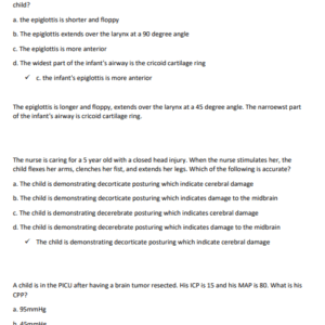 CRITICAL CARE REGISTERED NURSE {CCRN} PEDIATRICS CERTIFICATION EXAM STUDY GUIDE | 2025–2026 UPDATED REVIEW | TEST BANK 400 VERIFIED PRACTICE QUESTIONS & HIGH-YIELD ANSWERS - Image 4