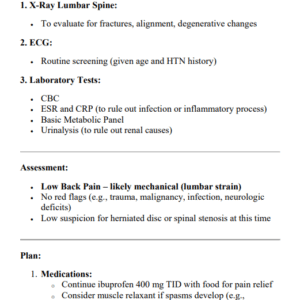 COMPREHENSIVE CLINICAL I HUMAN CASE STUDY: A 54-YEAR-OLD MALE REASON FOR ENCOUNTER: BACK PAIN CASE STUDY WEEK #9HUMAN CASE A 54-YEAR-OLD FEMALE REASON FOR ENCOUNTER: BACK PAIN CASE STUDY WEEK #9 2025 - Image 2