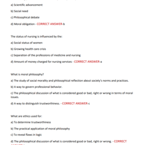 NURS2513 MIDTERM REVIEW 2025/2026: 100 MOST TESTED QUESTIONS WITH CORRECT ANSWERS – COMPLETE REVISON EXAM FOR NURSING STUDENTS - Image 5