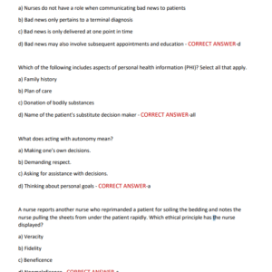NURS2513 MIDTERM REVIEW 2025/2026: 100 MOST TESTED QUESTIONS WITH CORRECT ANSWERS – COMPLETE REVISON EXAM FOR NURSING STUDENTS - Image 4