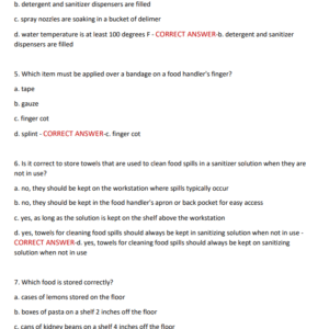 SERVSAFE FOOD HANDLER EXAMINATION 2025-2026 UPDATED STUDY GUIDE WITH 100 MOST TESTED QUESTIONS & CORRECT ANSWERS – COMPLETE PREP FOR NATIONAL CERTIFICATION - Image 4