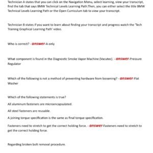 BMW Associate level ASE test 2024/2025 Questions With Correct Answers!!//graded A+ - Image 3