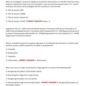 CHFI MISSED QUESTIONS – EC-COUNCIL COMPUTER HACKING FORENSIC INVESTIGATOR (CHFI) REVIEW WITH 100 CORRECT ANSWERS FOR EXAM RETAKE PREP (2025) WITH MOST TESTED QUESTIONS - Image 2