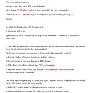 NIGHTINGALE BSN 266 HESI MED SURG EXAM WITH 100 REAL EXAM QUESTIONS AND 100% CORRECT ANSWERS ALREADY GRADED A+/ BSN 266 HESI MED SURG PRACTICE EXAM VERSION 1 (NEW!!) - Image 4