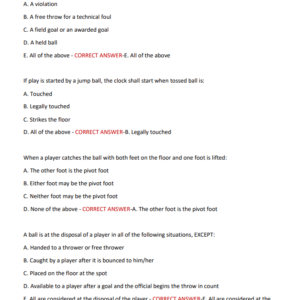 NFHS Basketball Rules Test 2025-2026 latest 100 QUESTIONS AND CORRECT ANSWERS - Image 4