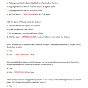NFHS Basketball Rules Test 2025-2026 latest 100 QUESTIONS AND CORRECT ANSWERS - Image 3