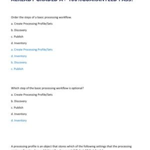 RELATIVITY PROCESSING SPECIALIST EXAM-RELATIVITYONE EXAM LATEST WITH ACTUAL QUESTIONS AND CORRECT VERIFIED ANSWERS ALREADY GRADED A+ 100%GUARANTEED PASS!