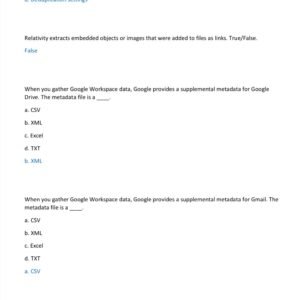 RELATIVITY PROCESSING SPECIALIST EXAM-RELATIVITYONE EXAM LATEST WITH ACTUAL QUESTIONS AND CORRECT VERIFIED ANSWERS ALREADY GRADED A+ 100%GUARANTEED PASS! - Image 2