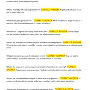 Medication Management in Assisted Living Training ACTUAL AND PRACTICE EXAM 500 QUESTIONS AND CORRECT ANSWERS 2025-2026 LATEST GRADED A+ - Image 2