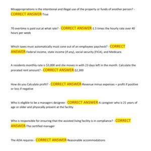 ASSISTED LIVING MANAGER TEST FINAL EXAM AND PRACTICE EXAM WITH DETAILED VERIFIED ANSWERS 2025-2026/ALREADY GRADED A+ //BRAND NEW!! - Image 2