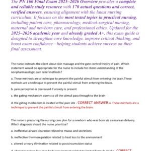 PN 160 Final EXAM 170 QUESTIONS AND CORRECT ANSWERS 2025-2026 LATEST ALREADY GRADED A+