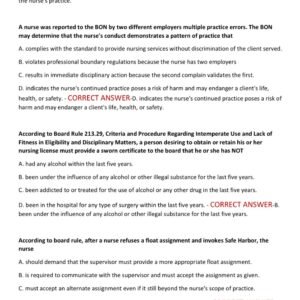 Nursing Jurisprudence and Ethics for Texas Nurses 
Practice 60 QUESTIONS AND CORRECT ANSWERS 2025-2026 LATEST ALREADY GRADED A+ - Image 3