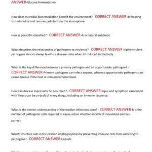 WGU D311 Microbiology 2025-2026 study for ONLINE ASSESMENT 200 QUESTIONS AND CORRECT ANSWERS WITH 90% PASS RATE - Image 2