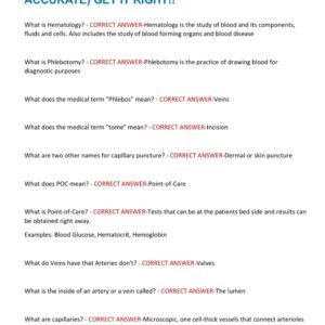 Phlebotomy NHA/CPT NHA 2025 UPDATE| COMPREHENSIVE QUESTIONS AND VERIFIED ANSWERS (COMPLETE SOLUTIONS) GUARANTEED. SUCCESS|GRADE A+!! (100% ACCURATE) GET IT RIGHT!!