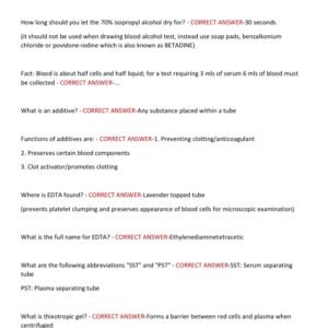 Phlebotomy NHA/CPT NHA 2025 UPDATE| COMPREHENSIVE QUESTIONS AND VERIFIED ANSWERS (COMPLETE SOLUTIONS) GUARANTEED. SUCCESS|GRADE A+!! (100% ACCURATE) GET IT RIGHT!! - Image 2