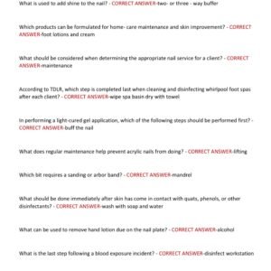 Texas Manicurist Written State Board Test 2025 EXAM Questions & Answers | 100% Verified solutions | 20252026 Latest!! - Image 2