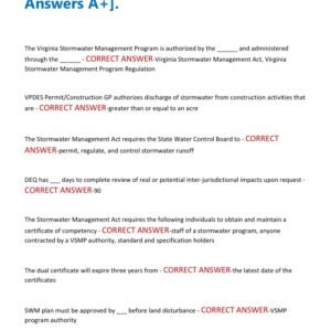 SWM DEQ Exam 150 Questions & Answers (2025/2026) [100% Verified Answers A+].