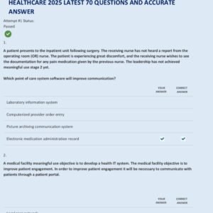 WGU PREASSESSMENT: TECHNOLOGY APPLICATIONS IN HEALTHCARE 2025 LATEST 70 QUESTIONS AND ACCURATE ANSWER