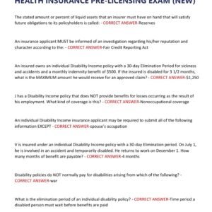FLORIDA 240 LICENSE EXAM 2025 LATEST WITH 350 REAL EXAM QUESTIONS AND CORRECT ANSWERS (100% CORRECT ANSWERS) FL 2-40 HEALTH INSURANCE PRE-LICENSING EXAM (NEW)