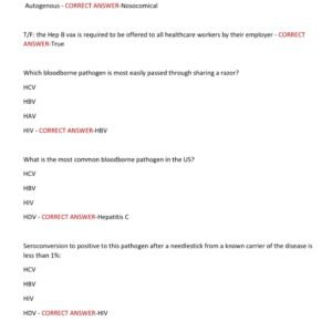 100 Practice Questions and Answers for CNT Exam Prep | Clean Needle Technique – CNT exam Answered Practice Questions Latest - Image 3