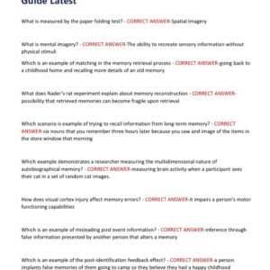 WGU D570 Cognitive Psychology Pre-assessment and Assessment Practice Questions and Correct Answers Plus Study Guide/ D570 Exam Practice Guide Latest