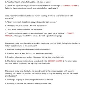MED SURGE GI ACTUAL EXAM WITH 100+ QUESTIONS AND CORRECT ANSWERS WITH RATIONALES (100% CORRECT ANSWERS) ACTUAL ATI MED SURGE GI (GASTROINTESTINAL) EXAM GRADED A+(MOST RECENT!!) - Image 3
