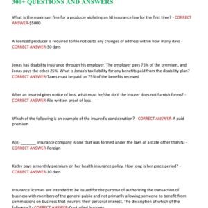 NJ HEALTH AND ACCIDENT INSURANCE ACTUAL EXAM QUESTIONS AND 100% CORRECT ANSWERS / NEW JERSEY HEALTH AND ACCIDENT EXAM 2025-2026 WITH 300+ QUESTIONS AND ANSWERS