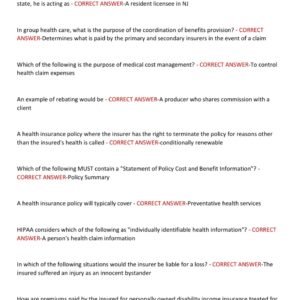 NJ HEALTH AND ACCIDENT INSURANCE ACTUAL EXAM QUESTIONS AND 100% CORRECT ANSWERS / NEW JERSEY HEALTH AND ACCIDENT EXAM 2025-2026 WITH 300+ QUESTIONS AND ANSWERS - Image 3