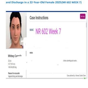 Comprehensive Clinical ihuman Case Study: Vaginal Itching and Discharge in a 22-Year-Old Female 2025{NR 602 WEEK 7}