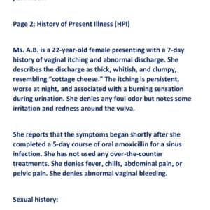 Comprehensive Clinical ihuman Case Study: Vaginal Itching and Discharge in a 22-Year-Old Female 2025{NR 602 WEEK 7} - Image 2