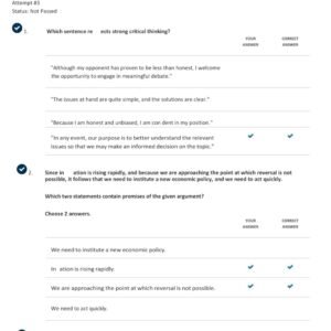 WGU PRE-ASSESSMENT: CRITICAL THINKING: REASON AND EVIDENCE 2025