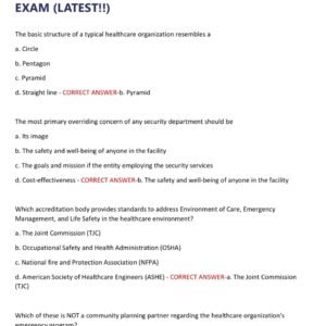 IAHSS BASIC OFFICER CERTIFICATION ACTUAL EXAM W ITH 150 QUESTIONS AND 100% CORRECT ANSWERS / IAHSS BASIC TRAINING FOR HEALTHCARE SECURITY OFFICERS CERTIFICATION EXAM (LATEST!!)