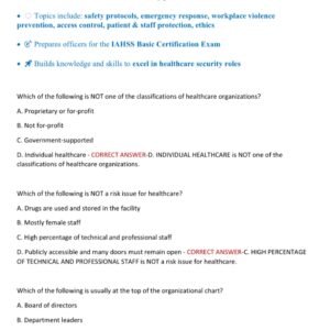 IAHSS Basic Training for Healthcare Security Officers (2025–2026 Edition) 200 QUESTIONS AND CORRECT ANSWERS GRADED A+