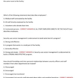 IAHSS Basic Training for Healthcare Security Officers (2025–2026 Edition) 200 QUESTIONS AND CORRECT ANSWERS GRADED A+ - Image 4