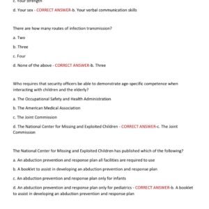 IAHSS Basic Officer Certification Actual Exam with 200 Questions and 100% Correct Answers (Latest 2025–2026 Edition) – Covering Safety, Emergency Response, Workplace Violence, Access Control, Patient & Staff Safety, and Ethics - Image 3