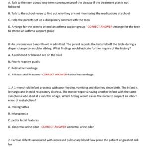 CCRN (Pediatric) – AACN Critical Care Certification (2025–2026 Edition) 150 QUESTIONS AND CORRECT ANSWERS - Image 2