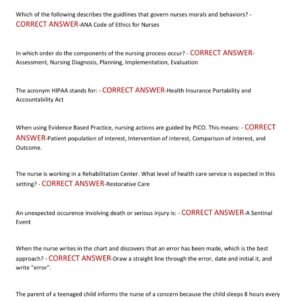 NUR170 Final ACTUAL EXAM 180 QUESTIONS AND CORRECT ANSWERS 2025-2026 LATEST ALREADY GRADED A+