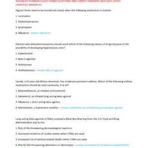 ADVANCED PHARMACOLOGY EXAM2 QUESTIONS AND CORRECT ANSWERS 2024-2025 LATEST UPDATES// GRADED A+