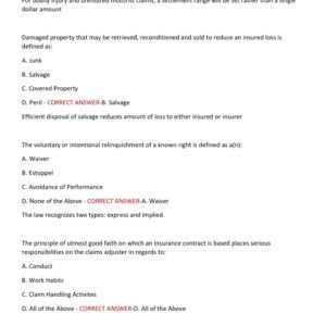 FLORIDA CLAIMS ADJUSTER EXAM 2025 | ALL QUESTIONS AND CORRECT ANSWERS | GRADED A+ | NEWEST EXAM | VERIFIED ANSWERS | JUST RELEASED - Image 4