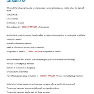 Wisconsin Accident and Health Insurance ACTUAL Exam 250 QUESTIONS AND CORRECT ANSWERS 2025-2026 LATEST ALREADY GRADED A+