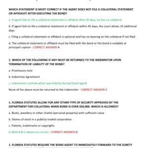 FLORIDA BAIL BONDS STATE EXAM 2025-2026 ACTUAL EXAM TEST BANK WITH 300 REAL EXAM QUESTIONS AND 100% CORRECT VERIFIED ANSWERS (GUARANTEED PASS!!)