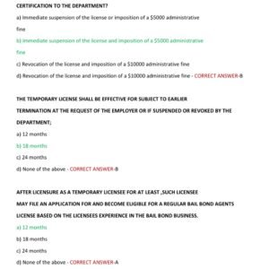 FLORIDA BAIL BONDS STATE EXAM 2025-2026 ACTUAL EXAM TEST BANK WITH 300 REAL EXAM QUESTIONS AND 100% CORRECT VERIFIED ANSWERS (GUARANTEED PASS!!) - Image 3
